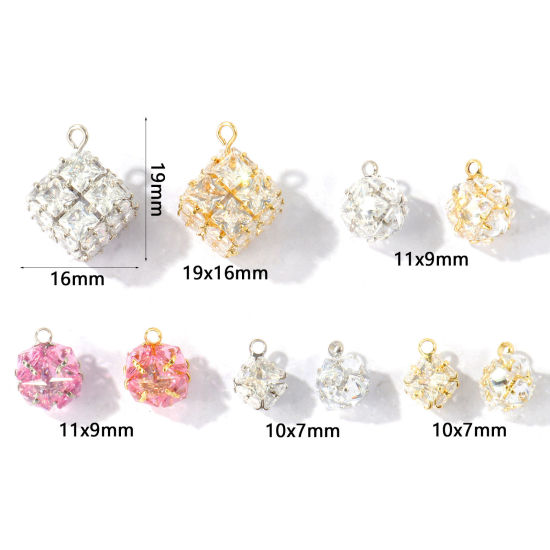 Image de 1 Pièce Breloques En Gros en Laiton & Zirconia Cubique Respectueux de la Nature Géométrique Plaqué Or Véritable