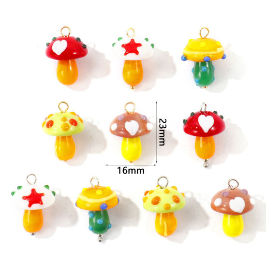 Bild von Umweltfreundlich 304 Edelstahl & Keramik Charms Großhandel Bunt Pilz 3D 23mm x 16mm