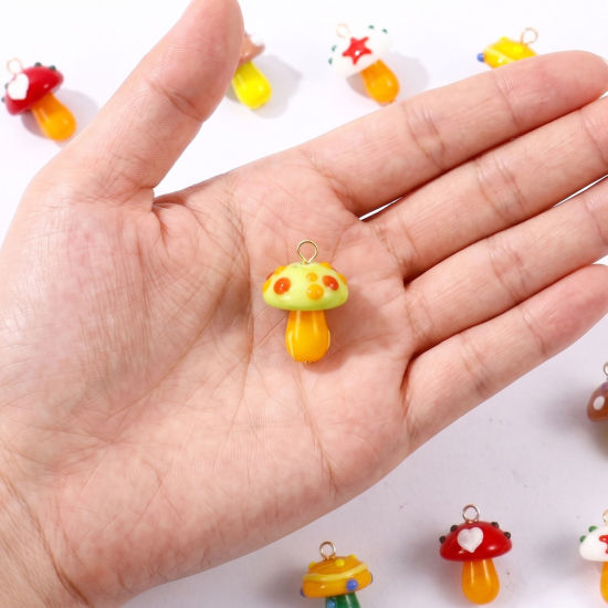 Bild von Umweltfreundlich 304 Edelstahl & Keramik Charms Großhandel Bunt Pilz 3D 23mm x 16mm
