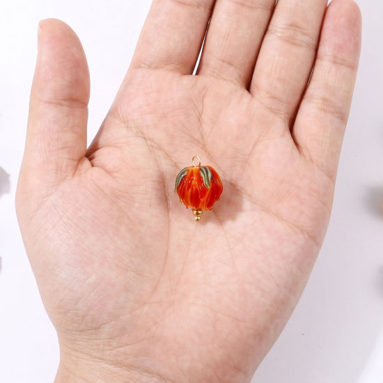 2 個 エコフレンドリー 304ステンレス鋼＋セラミック チャーム 卸売り 多色 スズラン 3D 21mm x 14mm、 の画像