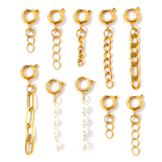 Picture of 2 PCs Eco-friendly PVD Waterproof Anti-Tarnish Hypoallergenic 304 Stainless Steel Beach Bikini Clip On Charms Pendants Wholesale 18K Real Gold Plated Link Chain