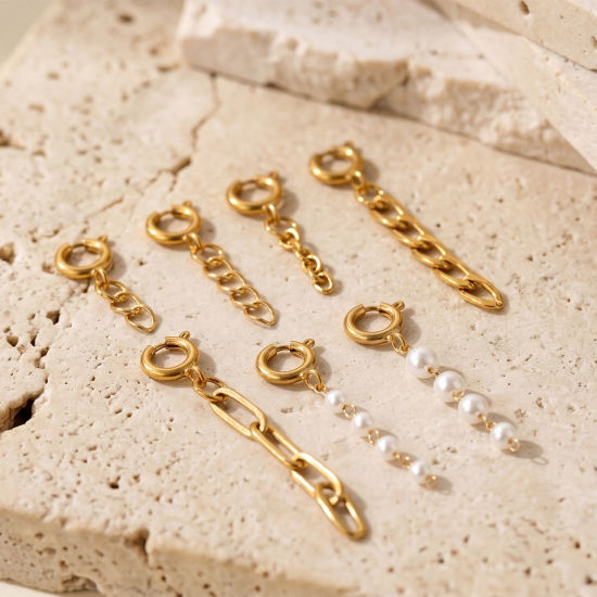 Picture of 2 PCs Eco-friendly PVD Waterproof Anti-Tarnish Hypoallergenic 304 Stainless Steel Beach Bikini Clip On Charms Pendants Wholesale 18K Real Gold Plated Link Chain