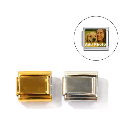 Imagen de 10 Unidades 304 Acero Inoxidable Personalizado a Medida Eslabones de Encanto Italianos para Hacer Pulseras Modulares Relojes y Joyas DIY Al Por Mayor Rectángulo Base Camafeo 10mm x 9mm
