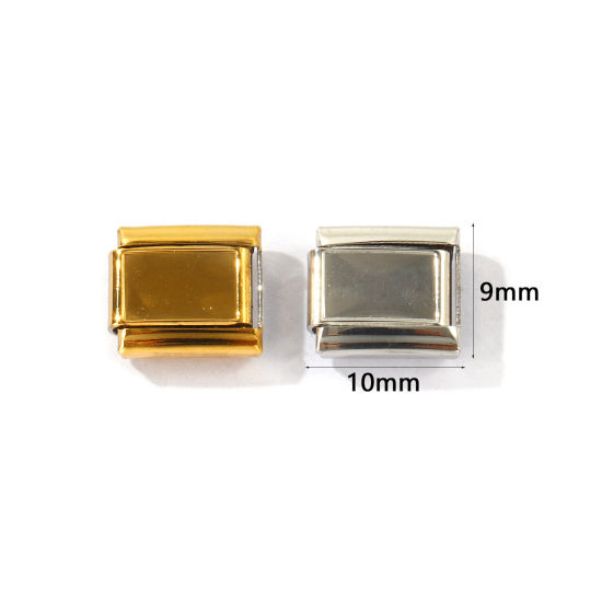 Imagen de 10 Unidades 304 Acero Inoxidable Personalizado a Medida Eslabones de Encanto Italianos para Hacer Pulseras Modulares Relojes y Joyas DIY Al Por Mayor Rectángulo Base Camafeo 10mm x 9mm