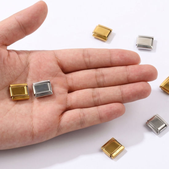 Imagen de 10 Unidades 304 Acero Inoxidable Personalizado a Medida Eslabones de Encanto Italianos para Hacer Pulseras Modulares Relojes y Joyas DIY Al Por Mayor Rectángulo Base Camafeo 10mm x 9mm
