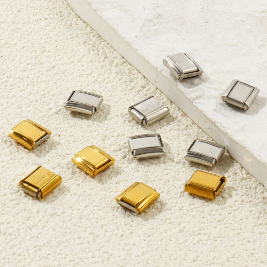 Imagen de 10 Unidades 304 Acero Inoxidable Personalizado a Medida Eslabones de Encanto Italianos para Hacer Pulseras Modulares Relojes y Joyas DIY Al Por Mayor Rectángulo Base Camafeo 10mm x 9mm