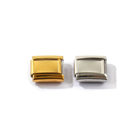 Imagen de 10 Unidades 304 Acero Inoxidable Personalizado a Medida Eslabones de Encanto Italianos para Hacer Pulseras Modulares Relojes y Joyas DIY Al Por Mayor Rectángulo Base Camafeo 10mm x 9mm