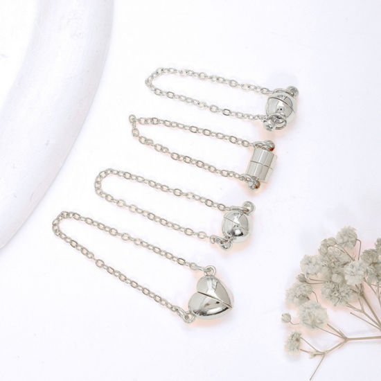 Picture of 2 PCs Eco-friendly Brass Magnetic Clasps Wholesale Real Gold Plated 10cm