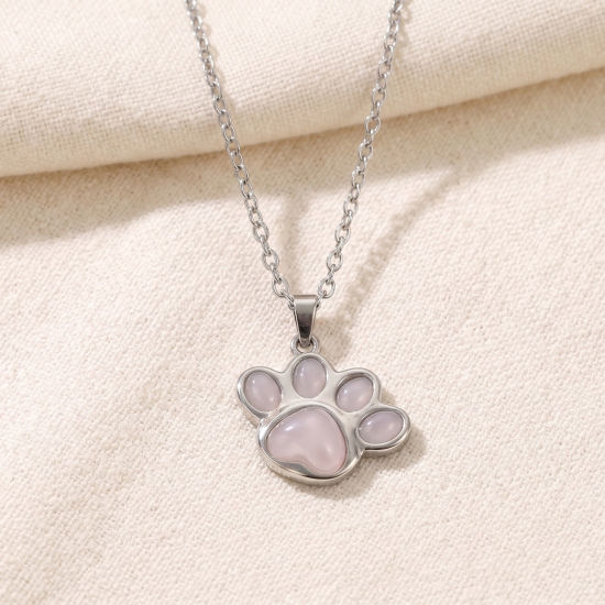 Picture of 2 PCs Brass Pet Memorial Charm Pendant Wholesale Light Pink Paw Print With Resin Cabochons 20mm x 18.5mm