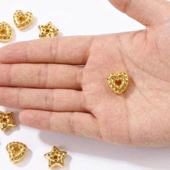Picture of 2 PCs Brass Micro Pave Charms Wholesale 18K Gold Plated Clear Cubic Zirconia
