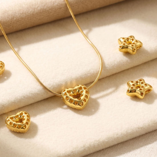 Picture of 2 PCs Brass Micro Pave Charms Wholesale 18K Gold Plated Clear Cubic Zirconia