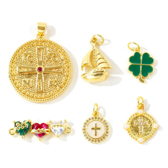 Picture of 2 PCs Eco-friendly Brass Charms Wholesale, 18K Real Gold Plated