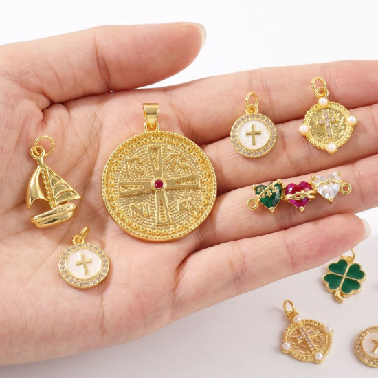 Picture of 2 PCs Eco-friendly Brass Charms Wholesale, 18K Real Gold Plated