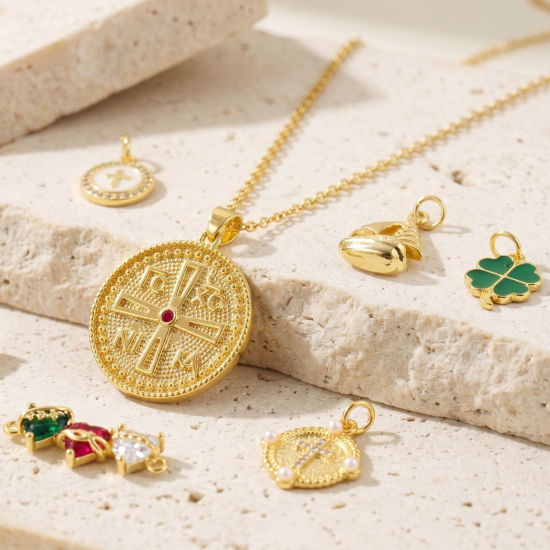 Picture of 2 PCs Eco-friendly Brass Charms Wholesale, 18K Real Gold Plated
