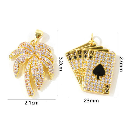Picture of 1 Piece Eco-friendly Brass & Cubic Zirconia Charm Pendant Wholesale, 18K Real Gold Plated Micro Pave Clear Cubic Zirconia