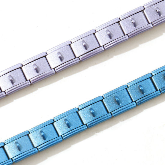Picture of Wholesale With Loop 304 Stainless Steel Italian Charm Links Modular Bracelets, Painted Simple & Casual Gift Jewelry Supply, 17.5cm(6 7/8") long, 1 Piece