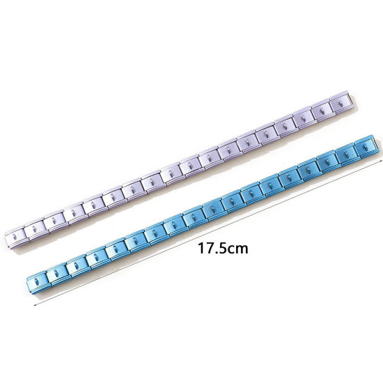Picture of Wholesale With Loop 304 Stainless Steel Italian Charm Links Modular Bracelets, Painted Simple & Casual Gift Jewelry Supply, 17.5cm(6 7/8") long, 1 Piece