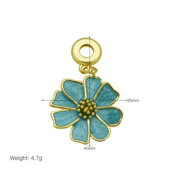 Picture of 1 Piece Brass European Style Charms Wholesale 18K Gold Plated Enamel