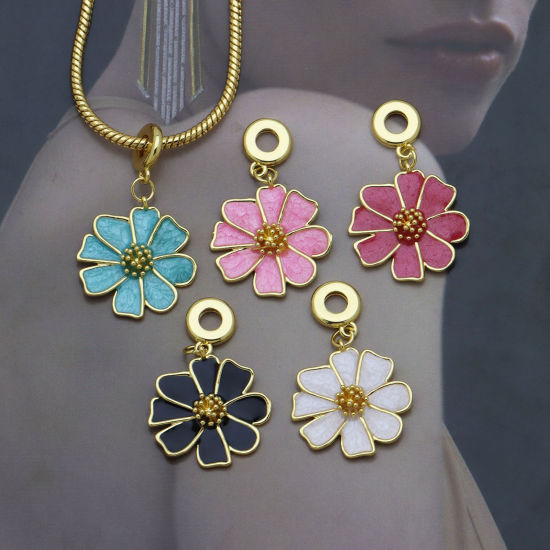 Picture of 1 Piece Brass European Style Charms Wholesale 18K Gold Plated Enamel