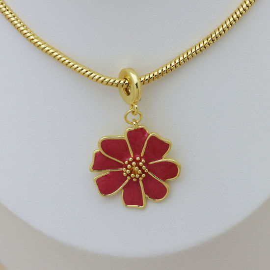 Picture of 1 Piece Brass European Style Charms Wholesale 18K Gold Plated Enamel