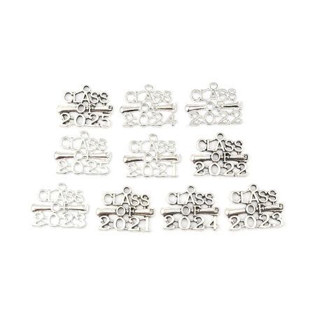 Zinc Based Alloy College Jewelry Pendants Multicolor Number Message " CLASS OF 2021 - 2025 "