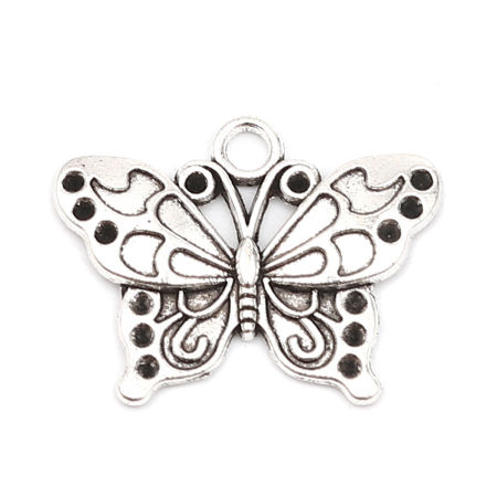 Imagen de Zinc Based Alloy Insect Charms Multicolor Butterfly Animal 24mm x 19mm