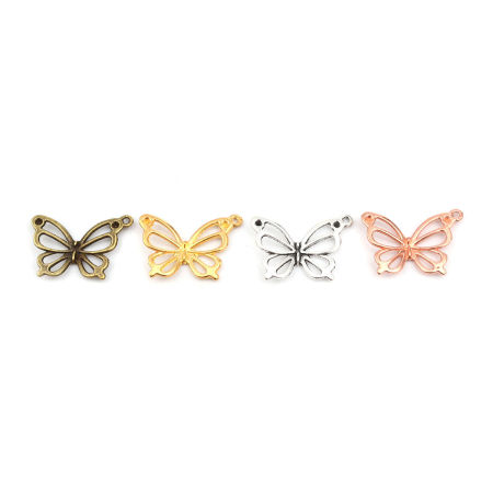 Imagen de Zinc Based Alloy Insect Charms Multicolor Butterfly Animal Hollow 27mm x 19mm