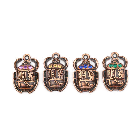 Zinc Based Alloy Insect Charms Multicolor Beetle Multicolor Rhinestone 25mm x 16mm