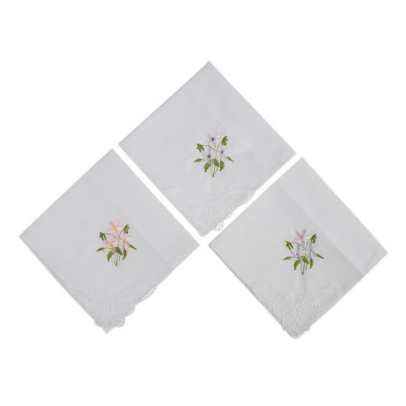 Cotton Handkerchief Square Flower 1 Set