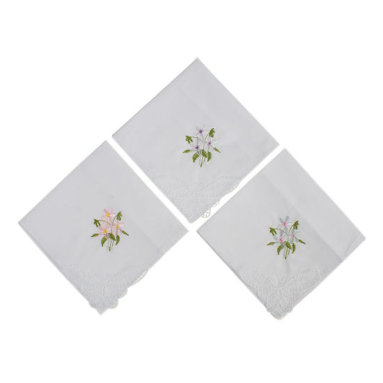 Image de Cotton Handkerchief Square Flower 1 Set