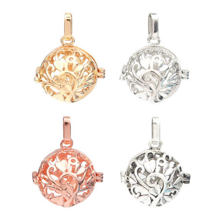 Zinc Based Alloy Pendants Mexican Angel Caller Bola Harmony Ball Wish Box Locket Tree Antique Silver Color Can Open (Fits 18mm Beads) 34mm x 26mm, 2 PCs