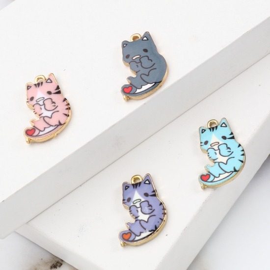 Imagen de Zinc Based Alloy Pendants Cat Animal