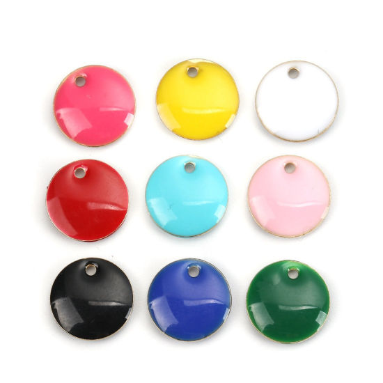 Изображение Brass Enamelled Sequins Charms Multicolor Round