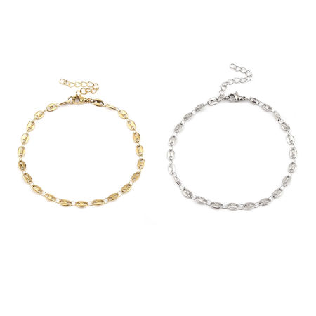 1 Pz Placcatura Sottovuoto Acciaio Inossidabile Braccialetti Multicolore Chicchi di caffè