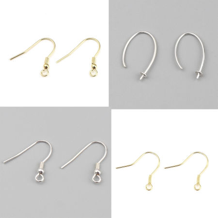 Sterling Silver Ear Wire Hooks Earring Findings Multicolor W/ Loop