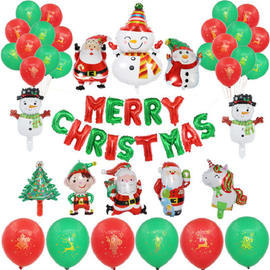Bild von Alufolie Ballon Weihnachten Schneemann Bunt Bäume 1 Set
