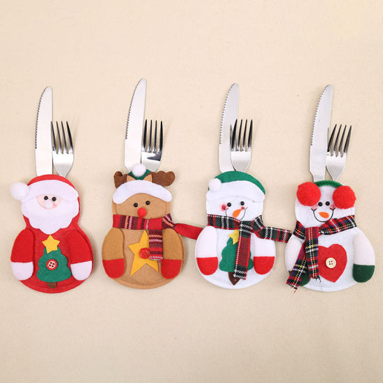 Picture of Nonwovens Ornaments Decorations Multicolor Christmas Santa Claus Tableware 14cm x 10cm, 1 Piece