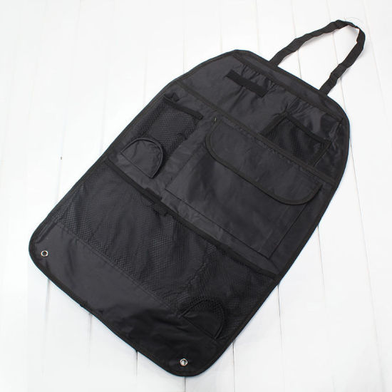 Picture of Oxford Fabric Car Back Seat Organiser Storage Bag Black Waterproof 55cm(21 5/8") x 37cm(14 5/8"), 1 Piece