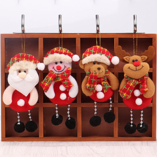 Picture of Fabric Hanging Decoration Christmas Santa Claus Multicolor 17cm x 8cm, 2 PCs