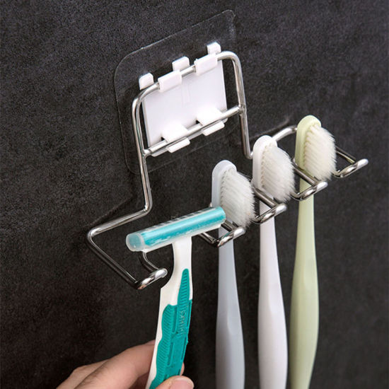 201ステンレス鋼 歯ブラシ歯磨き粉ホルダー 白 11.8cmx 5.3cm、 1 個 の画像