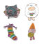 Picture of Pin Brooches Findings Ball of yarn Gunmetal Blue & Pink Enamel 28mm x 23mm, 2 PCs