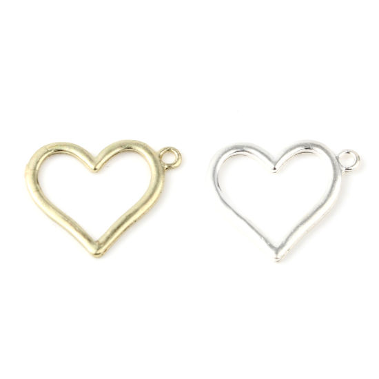 Immagine di Zinc Based Alloy Charms Heart Multicolor 25mm x 21mm, 30 PCs
