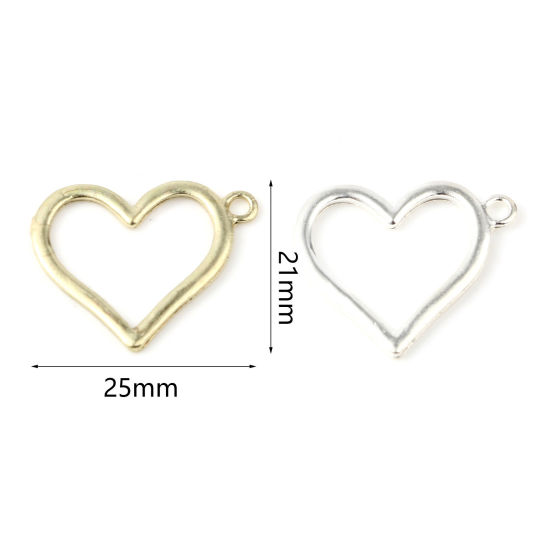 Immagine di Zinc Based Alloy Charms Heart Multicolor 25mm x 21mm, 30 PCs
