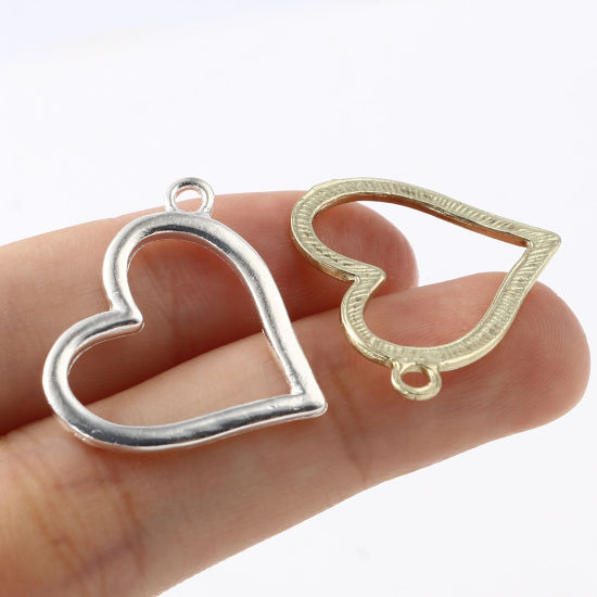 Immagine di Zinc Based Alloy Charms Heart Multicolor 25mm x 21mm, 30 PCs