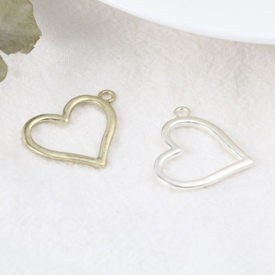 Immagine di Zinc Based Alloy Charms Heart Multicolor 25mm x 21mm, 30 PCs