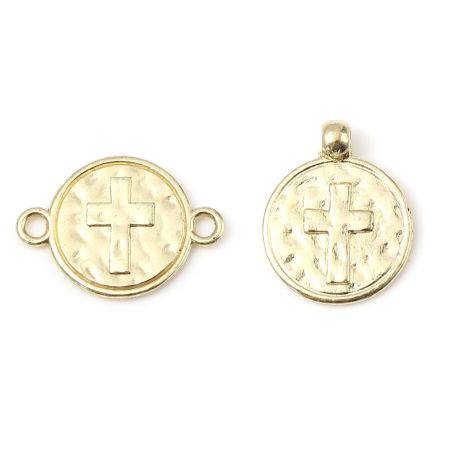 Zinc Based Alloy Pendants Round Gold Plated Money Sign 3.3cm x 2.5cm, 10 PCs