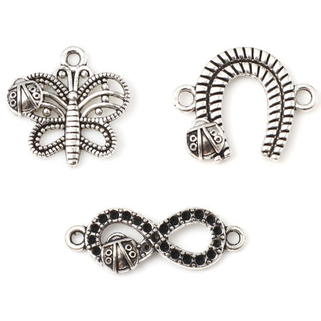 Zinc Based Alloy Insect Charms Butterfly Animal Antique Silver Color Ladybird 15mm x 15mm, 200 PCs