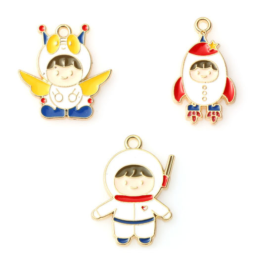 Immagine di Lega di Zinco Ciondoli Astronauta Multicolore Smalto 10 Pz