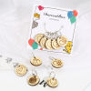 Picture of Zinc Based Alloy & Natural Wood Knitting Stitch Markers Round Silver Tone Light Khaki 30mm x 19mm, 1 Set ( 5 PCs/Set)