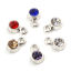 Picture of Zinc Based Alloy April Birthstone Charms Round Silver Tone Clear ss18 Rhinestone 8mm( 3/8") x 5mm( 2/8"), 50 PCs